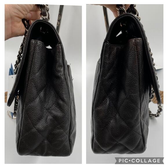 Chanel Jumbo Single Flap Caviar Bag Leather Brown Classic SHW Silver Hardware - Picture 12 of 16